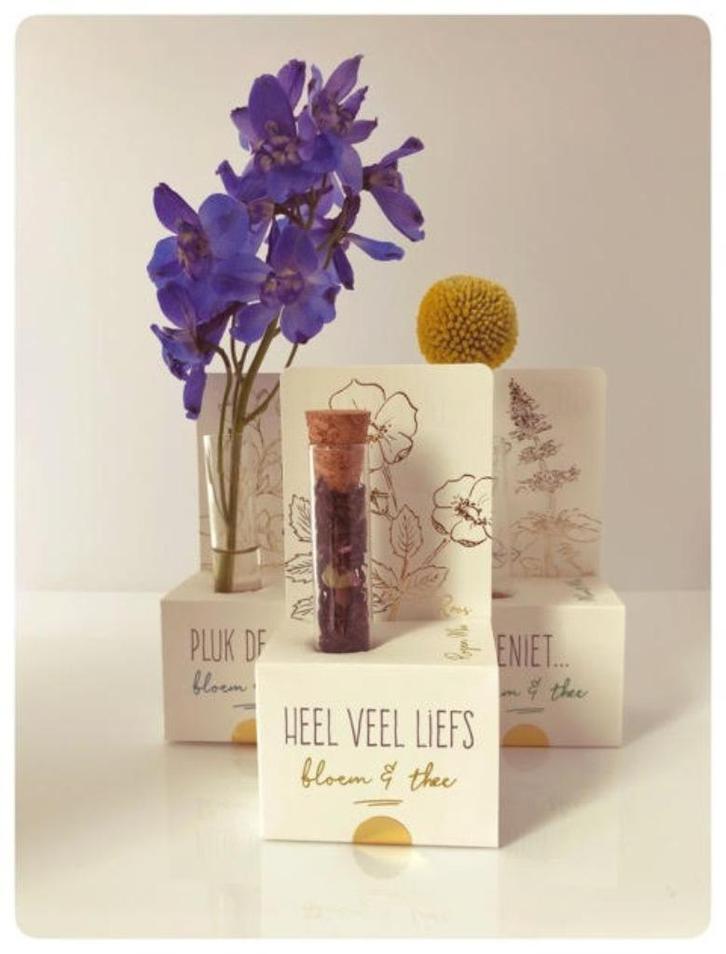 bloem en thee dank je wel als cadeautje ipv kaartje, Huis en Inrichting, Woonaccessoires | Overige, Nieuw, Ophalen of Verzenden