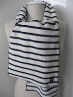 Sjaal / shawl streep ecru-blauw fleece 160 x 30 cm, Ophalen of Verzenden