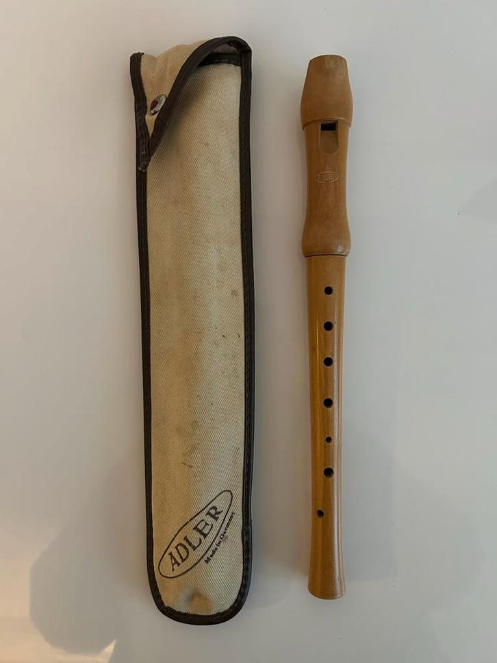 Vintage Adler Blokfluit - Jaren '80, Muziek en Instrumenten, Blaasinstrumenten | Blokfluiten, Gebruikt, Sopraan of Sopranino, Met koffer, hoes of etui