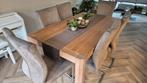 Uitschuifbare Eikenhouten Tafel met 6 stoelen, Huis en Inrichting, Tafels | Eettafels, Ophalen, Eikenhout, 50 tot 100 cm, Zo goed als nieuw