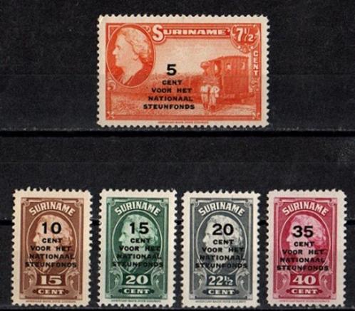 Suriname nr. 214-218 Steunfonds 1945 postfris, Postzegels en Munten, Postzegels | Suriname, Postfris, Ophalen of Verzenden