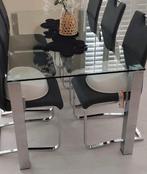 Moderne glazen eettafel 90x180cm, Huis en Inrichting, Tafels | Eettafels, Ophalen, Gebruikt, 50 tot 100 cm, Vijf personen of meer