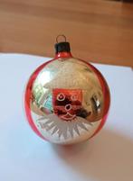 oude kerstbal met 3 hoofdjes vogelverschrikker, zilver, rood, Ophalen of Verzenden