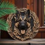 Vintage rond metalen bord Duitse Herder gezicht (20cm), Ophalen of Verzenden, Nieuw