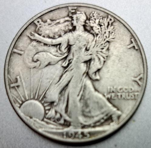 Verenigde Staten, Half Dollar 1945 - zilver, Postzegels en Munten, Munten | Amerika, Losse munt, Noord-Amerika, Zilver, Ophalen of Verzenden