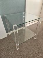 Bijzettafel - plexie en glas, Minder dan 55 cm, Gebruikt, Vierkant, Glas