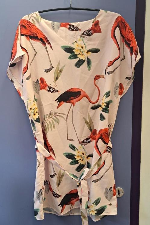 Loom & Lace jurk nieuw met grote flamingo's mt L nr 45100, Kleding | Dames, Jurken, Zo goed als nieuw, Maat 42/44 (L), Roze, Boven de knie
