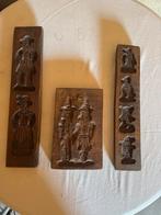 Antieke houten speculaasplanken (set van 3, 4 patronen), Ophalen of Verzenden