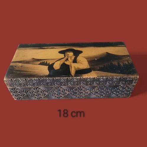 Houten Bewaardoos met Afbeelding, Huis en Inrichting, Woonaccessoires | Kisten, Gebruikt, Minder dan 50 cm, Minder dan 50 cm, Minder dan 50 cm