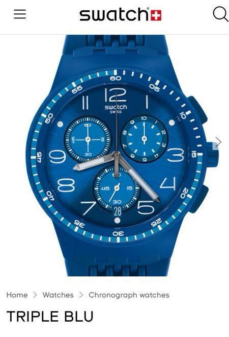 Swatch Triple Blu - Gloednieuw! Horloge, Sieraden, Tassen en Uiterlijk, Horloges | Heren, Nieuw, Polshorloge, Swatch, Kunststof