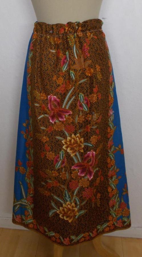 Batik/Indonesische print handmade maxi rok! L, Kleding | Dames, Rokken, Zo goed als nieuw, Maat 38/40 (M), Blauw, Onder de knie