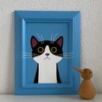 Vrolijke schilderijtjes van katten en honden-handbeschilderd, Minder dan 50 cm, Oorspronkelijke maker, Ophalen of Verzenden, Schilderij