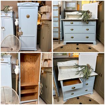 Vintage babykamer biedermeier linnenkast commode marmer beschikbaar voor biedingen