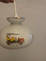 Vintage hanglamp met auto motief, Gebruikt, Glas, K, K