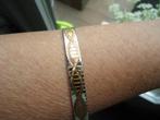 mooie echt zilveren armband plat op de pols gouden accenten, Ophalen of Verzenden, Zo goed als nieuw, Zilver, Zilver