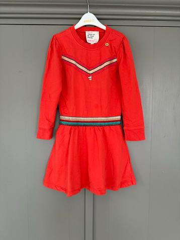 Mim-Pi getailleerde (sweat)Jurk Oranje/Rood Mt 122 beschikbaar voor biedingen