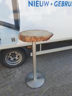 Boomstam sta tafel met metalen Sataliet voet., Ophalen of Verzenden, Zo goed als nieuw