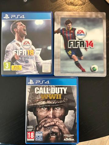 Ps4 fifa14 fifa18 COD ww2 beschikbaar voor biedingen