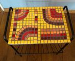 Vintage Mozaïek Bijzettafel, Minder dan 55 cm, Gebruikt, Metaal of Aluminium, Vierkant