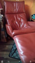 Rolf Benz relax-draai fauteuil warm rood leder, Huis en Inrichting, Fauteuils, Ophalen, Gebruikt, Tijdloos, 50 tot 75 cm