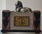 marmeren art deco klok marmer leeuw weegt 14 kilo, Ophalen