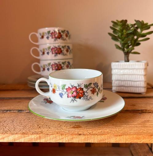 Set van 4 kopjes en onderbordjes Bareuther retro vintage, Antiek en Kunst, Antiek | Servies los, Verzenden