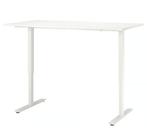 Ikea Trotten bureau wit zit sta 160cm breed 80cm diep, Huis en Inrichting, Bureaus, Ophalen, In hoogte verstelbaar, Zo goed als nieuw