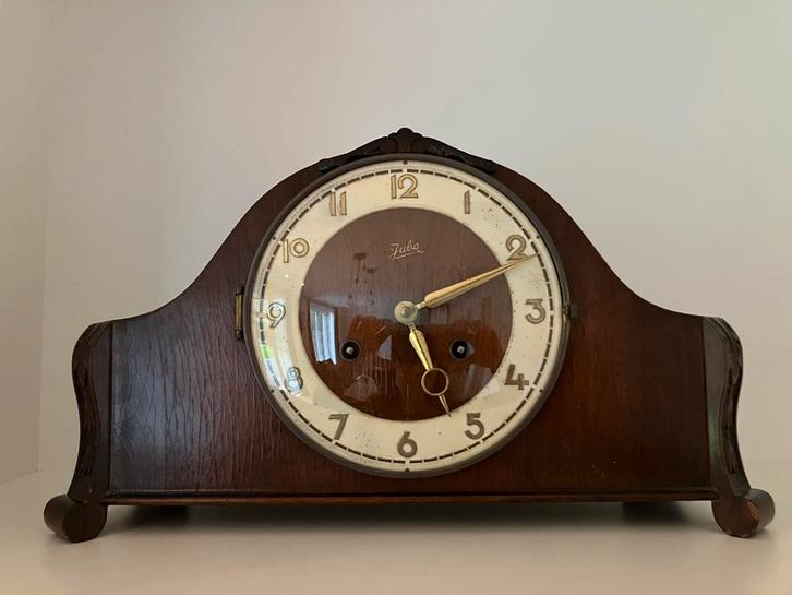 Juba pendule vintage houten klok met sleutel, Antiek en Kunst, Antiek | Klokken, Ophalen