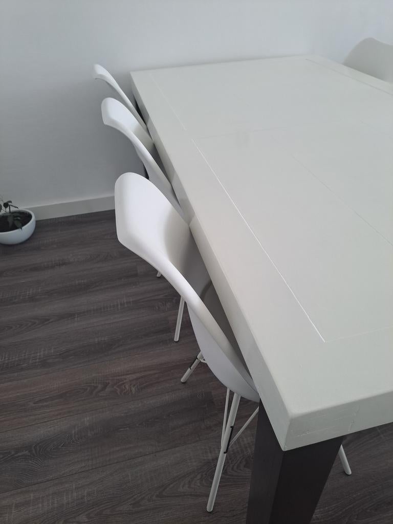 Eettafel met 6 stoelen - complete set!, Gebruikt, 100 tot 150 cm, Ophalen of Verzenden, Vijf personen of meer