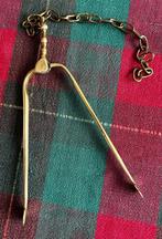 Geelkoperen kooltjestang met ketting, Antiek en Kunst, Ophalen of Verzenden