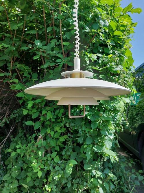 Vintage hanglamp wit Deens 70s, Huis en Inrichting, Lampen | Hanglampen, Gebruikt, Minder dan 50 cm, Ophalen