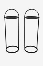 Set van 2 moderne zwarte bijzet/ plantentafels-strak design, Minder dan 55 cm, Metaal of Aluminium, Rond, Ophalen of Verzenden