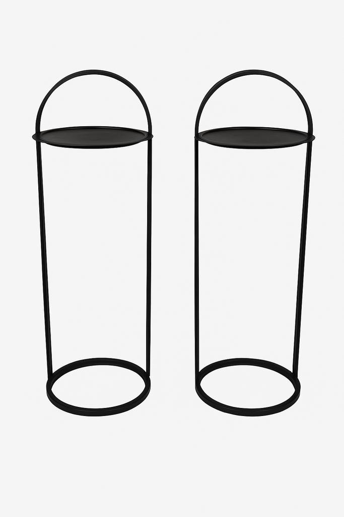 Set van 2 moderne zwarte bijzet/ plantentafels-strak design, Huis en Inrichting, Tafels | Bijzettafels, Zo goed als nieuw, Rond