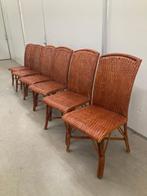 Tropische, bohemian rotan vintage eetkamer stoelen, Huis en Inrichting, Stoelen, Ophalen, Gebruikt, Bruin, Vintage bohemian