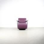 1x Leolux Scylla Fauteuil Laag Paars Leer/Grijs Stof+ Hocker, Niet ingevuld, Niet ingevuld, 75 tot 100 cm, Ophalen of Verzenden