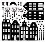 Herbruikbare statische raamstickers grachtenpandjes, Hobby en Vrije tijd, Stickers en Plaatjes, Ophalen of Verzenden, Nieuw, Meerdere stickers