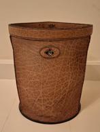 Vintage prullenbak leer leder robuust natuur Carracciola, Huis en Inrichting, Woonaccessoires | Prullenbakken, Verzenden, Gebruikt