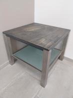 Luxe rvs tafel met glasplaat 60x60 bxl en 50 hoog, Ophalen, Rechthoekig, 50 tot 100 cm, Minder dan 50 cm