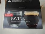 Bodum 2 glazen met siliconen band, Huis en Inrichting, Glas of Glazen, Nieuw, Ophalen of Verzenden, Glas