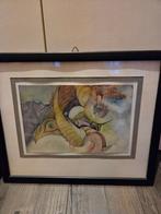 Schilderij Aquarel abstract Paul Eurlings 1978 (37x31cm), Ophalen