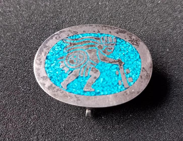 Mexicaans zilveren doosje met geëmailleerd deksel .925 zilv., Antiek en Kunst, Antiek | Goud en Zilver, Zilver, Ophalen of Verzenden