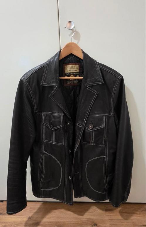 Stoere Vintage Leren Jas, Kleding | Heren, Jassen | Winter, Zo goed als nieuw, Zwart, Ophalen of Verzenden
