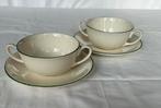 Twee roomwitte soepkommen met schotel, Ophalen of Verzenden
