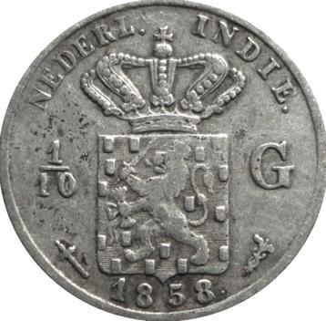 Nederlands Indië 1/10 gulden 1858 (zilver) beschikbaar voor biedingen