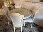 Beige ronde eettafel met stoelen - Zeer goede staat!, Ophalen, Zo goed als nieuw, 4 tot 6 stoelen
