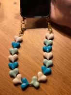 Telefoonkoord met hartjes, Sieraden, Tassen en Uiterlijk, Kettingen, Met hanger, Kunststof, Blauw, Nieuw