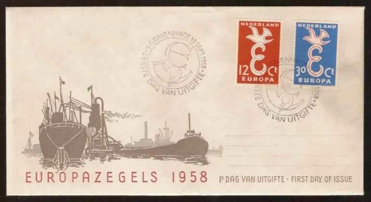 Nederland FDC E35 Zonder Adres, Europazegels 1958, Postzegels en Munten, Postzegels | Eerstedagenveloppen, Onbeschreven, Nederland