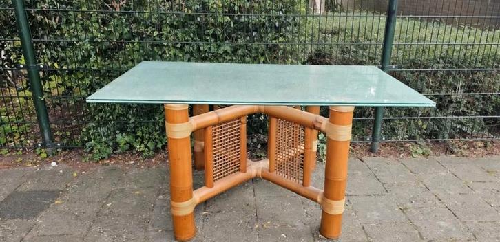 Mooie 1970's bamboe tafel mcguire style, Sport en Fitness, Tafeltennis, Ophalen