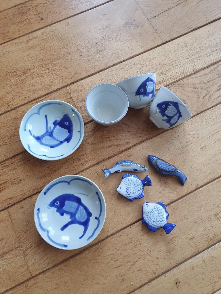 Servies met vis - chinees porselein koi karper, Ophalen