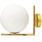Wandlampen (2x) glazen bol met gouden armatuur, Ophalen of Verzenden, Nieuw